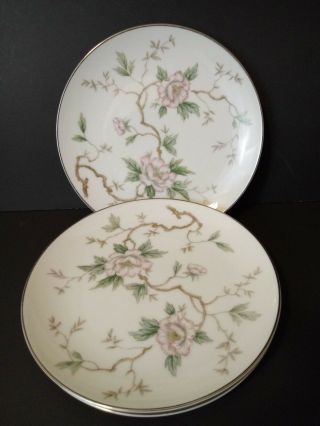 Noritake Chatham 3 Bread Plates 5502 Japan Pink White Flowers On Branches 6 - 3/8 "