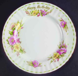 Royal Albert Flower Of The Month (montrose) Happy Birthday Salad Plate 6724377