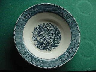 Vintage Currier And Ives 9 1/4 Inch Round Vegetable Bowl,  Royal China Co. ,  Blue