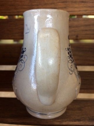 German Stoneware Salt Glaze Pitcher Cobalt 