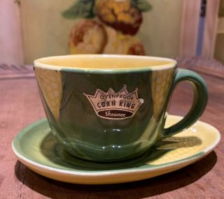 Vintage Shawnee Corn King Pottery Cup And Saucer Usa 90 And 91