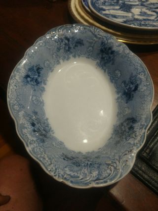 Blue And White Transferware Oval Serving Bowl John Maddock & Sons England