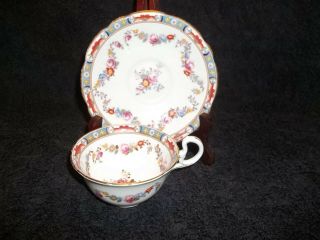 Aynsley Made In England Marshall Field Co Chicago Flowers Tea Cup And Saucer