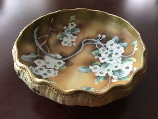Vintage Antique Nippon Hand - Painted Footed Porcelain 6 " Bowl