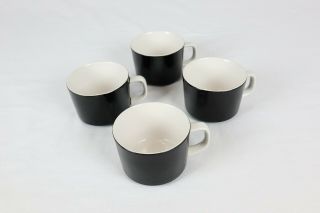 Mikasa Mediterrania Set Of 4 Black And White 8 Oz Coffee Cups Japan