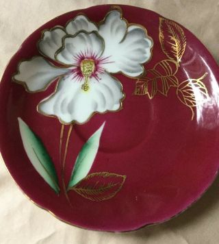 Vintage Trimont China tea cup and saucer Hibiscus flower made in occupied Japan 5