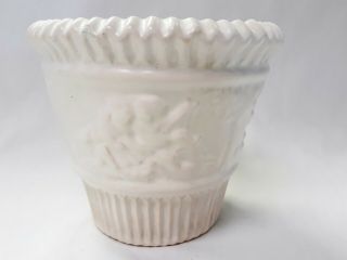 Antique Roseville Pottery Donatello Small White Ceramic Vase – 92519b