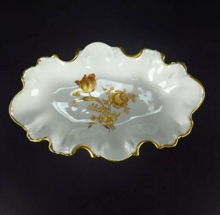 Vintage Limoges White Porcelain Floral Bowl Dish Gold Trim Made In France