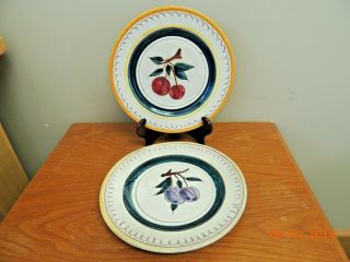 2 Stangl Pottery Fruit Pattern 8 " Plates Plums & Cherries - 8 " - 1 Is Faded
