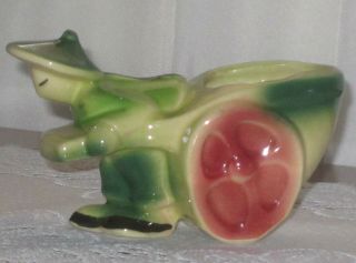 Vintage Shawnee Pottery Planter Coolie With Cart 1940 