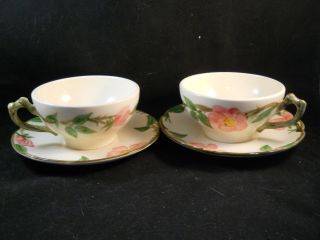 2 Vintage Franciscan Desert Rose Tea Coffee Cups & Saucers - U.  S.  A.  Circa 1940 