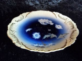 Flow Blue Bavarian Porcelain China Vintage Floral Plate Dish w/ Gold Accents 2