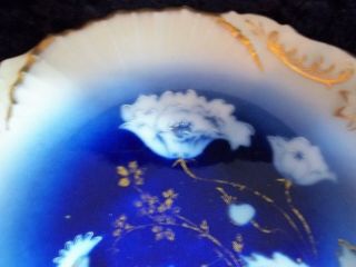 Flow Blue Bavarian Porcelain China Vintage Floral Plate Dish w/ Gold Accents 4