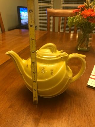 Vintage HALL China 6 cup Teapot Tea Pot 0799 Yellow Gold Oak Leaves hinged lid 4