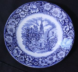 Liberty Blue Staffordshire England Historic Colonial Scenes Saucer Plate