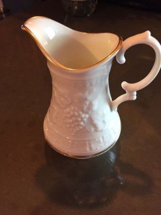 Antique Lenox China Syrup Pitcher Etched Pattern Of Grapes And Leaves 24k Gold