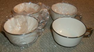 Set Of (4) Franciscan Pottery Masterpiece Midnight Mist Tea/coffee Cups - Platinum