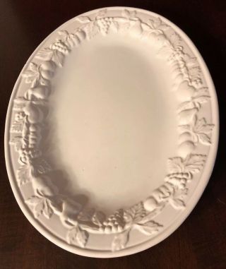Antique Rh Macy Co White Embossed Rare 12 1/2 Oval Serving Platter From Portugal