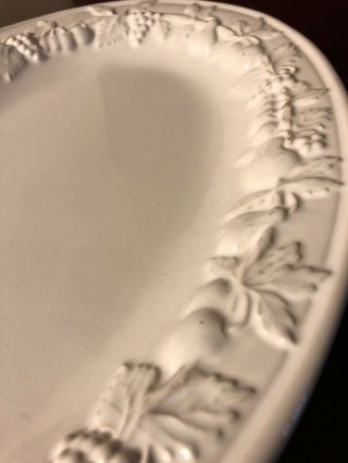 ANTIQUE RH Macy Co White Embossed RARE 12 1/2 Oval Serving Platter FROM Portugal 3
