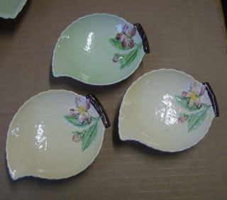 3 X Vintage Ceramic English Carlton Ware Apple Blossom Leaf Design Dishes