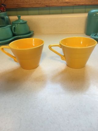 Vintage Homer Laughlin Harlequin Pre - Fiesta—two Yellow Tea Cups