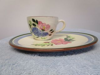 Vintage Stangl Pottery Fruit And Flowers Snack Plate And Cup