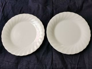 Sheffield Bone White Porcelain Fine China Swirl Pattern Dinner Plates - Set Of 2