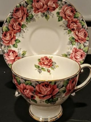 Bone China Cup & Saucer By Royal Standard Rose Of Sharon Pink Roses