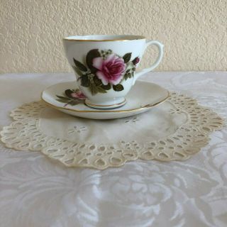 Vtg Duchess England Bone China Floral Pink Rose & Buds Tea Cup And Saucer 386
