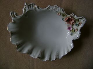 Dainty White Shell Shape Florence Ceramics Pasadena Dish W/gold And Flowers