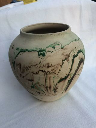 Large Nemadji Pottery Native Art Swirled Colors Vase - 7.  5” Tall 2
