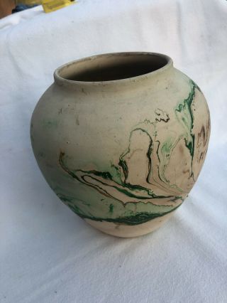 Large Nemadji Pottery Native Art Swirled Colors Vase - 7.  5” Tall 3