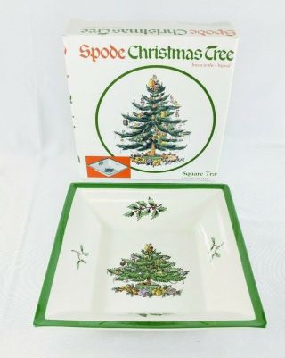 Spode Christmas Tree Square Tray Nut Candy Dish 6 " England S3324