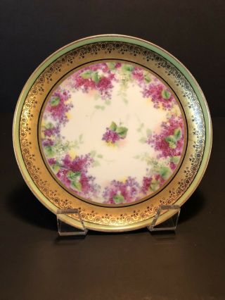 Coronet Limoges 6 1/4 " Lilies,  Green,  Gold Decorated Plate (multiple Available)