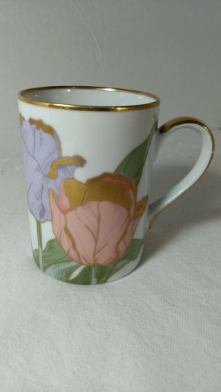 Fitz And Floyd Tulipe D’or Single Pink Purple Gold Coffee Tea Cup Mug 1982 Japan
