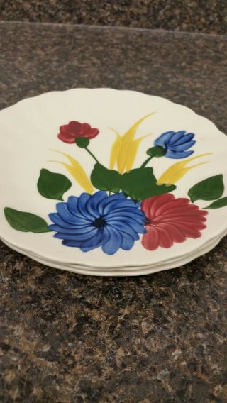 Blue Ridge Hand Painted Southern Potteries Inc.  U.  S.  A.  Set Of 4 Salad Plates
