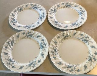Myott Staffordshire Ware " Forget Me Not " Blue Flowers 12” Plates Vintage Set 4
