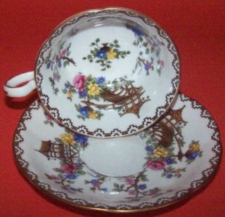 Vintage Aynsley Fine Bone China Teacup & Saucer - Japanese Pattern