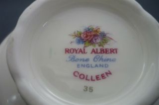 COLLEEN Royal Albert England Blue Gold Floral Roses Tea Cup & Saucer Duo Set 4