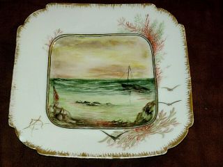 2 Antique CFH/GDM Haviland Limoges Plates Hand Painted Scenic w/ Birds CK 2