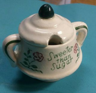 Vintage Tiny Sweeter Than Sugar Bowl For Saccharin.  Made In Japan Ceramic 1960 