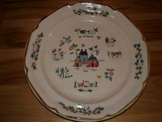 4 Dinner Plates Vintage International Stoneware Heartland Pattern - 10.  5 Inches