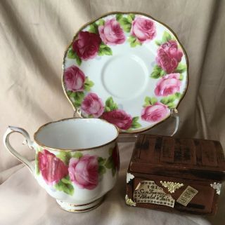 Royal Albert Old English Rose Cup And Saucer Vintage Fine Bone China