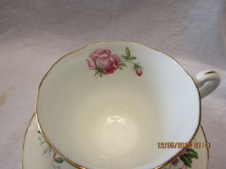 CLARENCE BONE CHINA CUP AND SAUCER WITH ROSES GOLD TRIM MADE IN ENGLAND 2