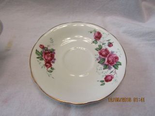 CLARENCE BONE CHINA CUP AND SAUCER WITH ROSES GOLD TRIM MADE IN ENGLAND 3