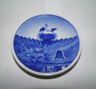 Royal Copenhagen Small Plate Pin Dish Storkerede Blue White Birds Denmark 3.  25 "