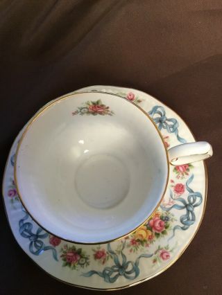Queens Rosina ' Roses & Bows ' Footed Tea Cup & Saucer Set 5