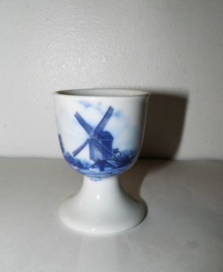 Delft Ter Steege Bv Egg Cup Blue White Windmill Blau Holland Hand Decorated