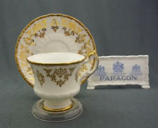 Fancy Paragon England Bone China Heavy Gold Trim Tea Cup & Saucer Duo