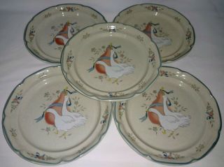 Vintage International Tableworks Stoneware Marmalade Geese Lunch Plates Set Of 5